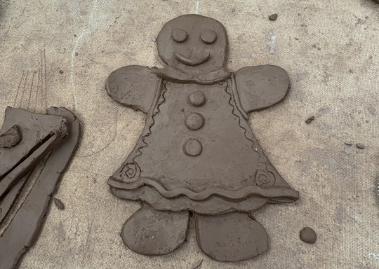 Clay gingerbread person workshop sample